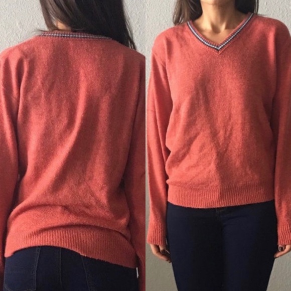 GUC Vintage 70s V-neck Fuzzy Baggy Slouchy Sweater - Picture 3 of 4